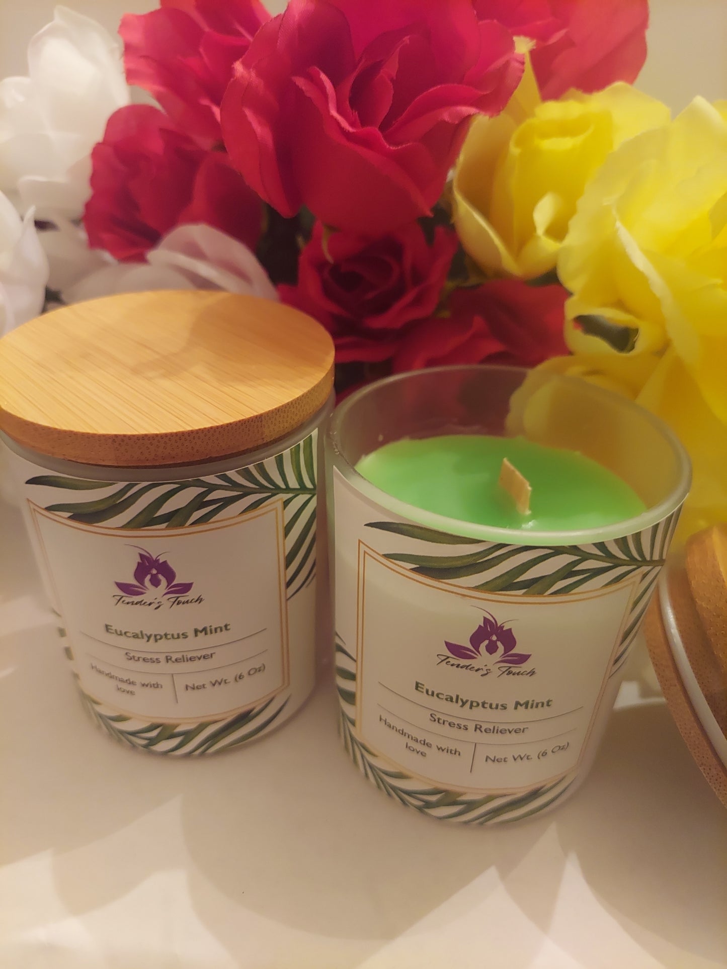 Eucalyptus Mint -Stress Reliever Beeswax Candle 6.0 0z